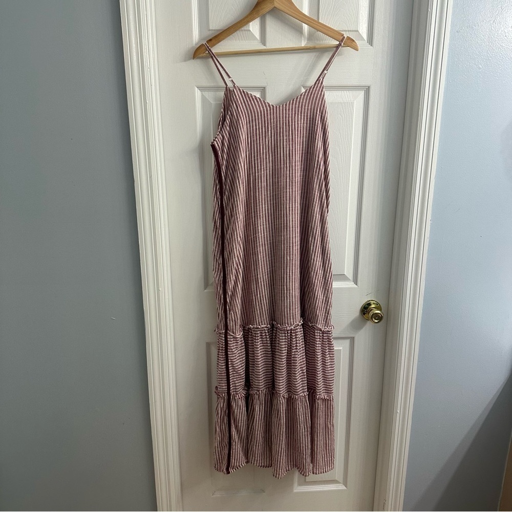 Anthropologie Sundry Maxi Dress Striped Red Button Up Vacation Size 1 Small - Picture 4 of 7